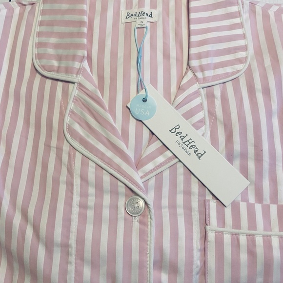 NWT Bed Head Pajamas Striped Cotton Shorty Pajama Set. Brand New! Pink & White - Picture 4 of 10